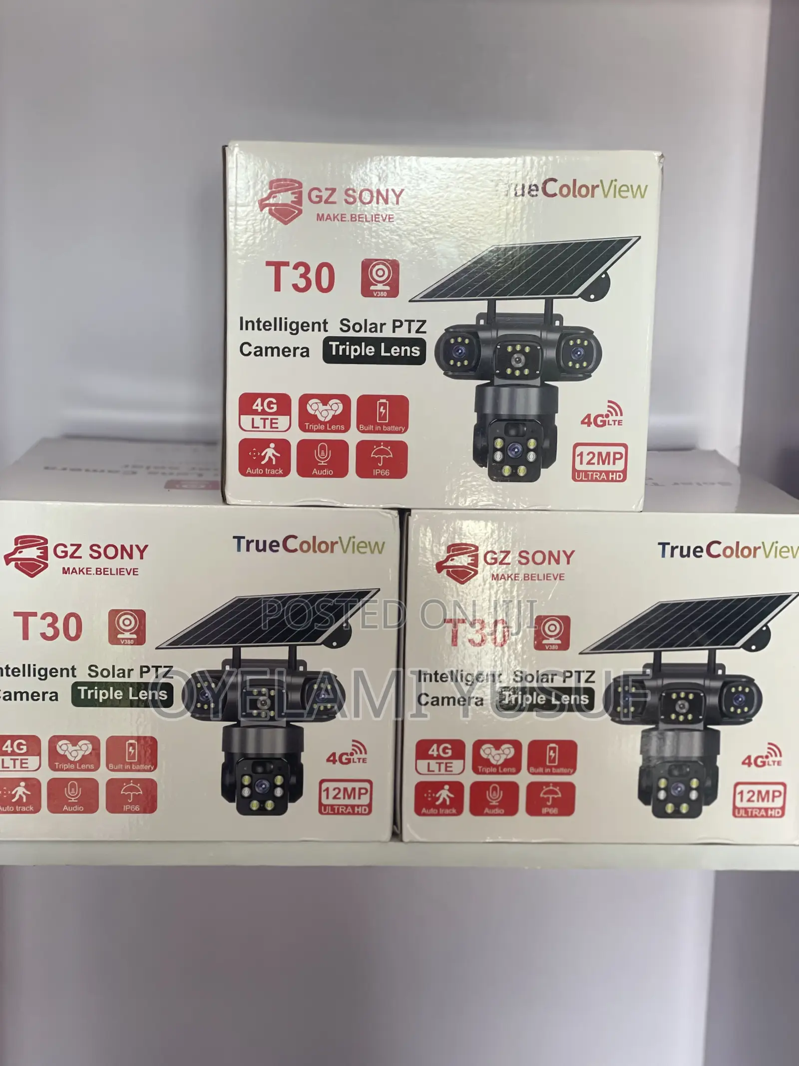 V380pro 3lens Solar CCTV Camera( 4g , Wifi ) With 64g Memory Card