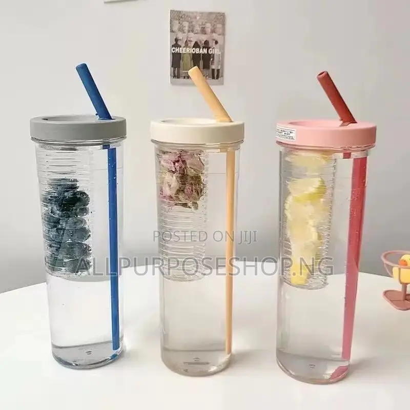 Transparent Water Bottle With Infuser And Straw