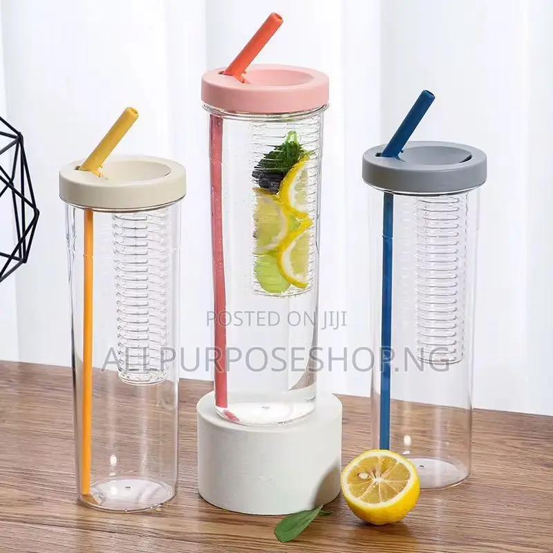 Transparent Water Bottle With Infuser And Straw