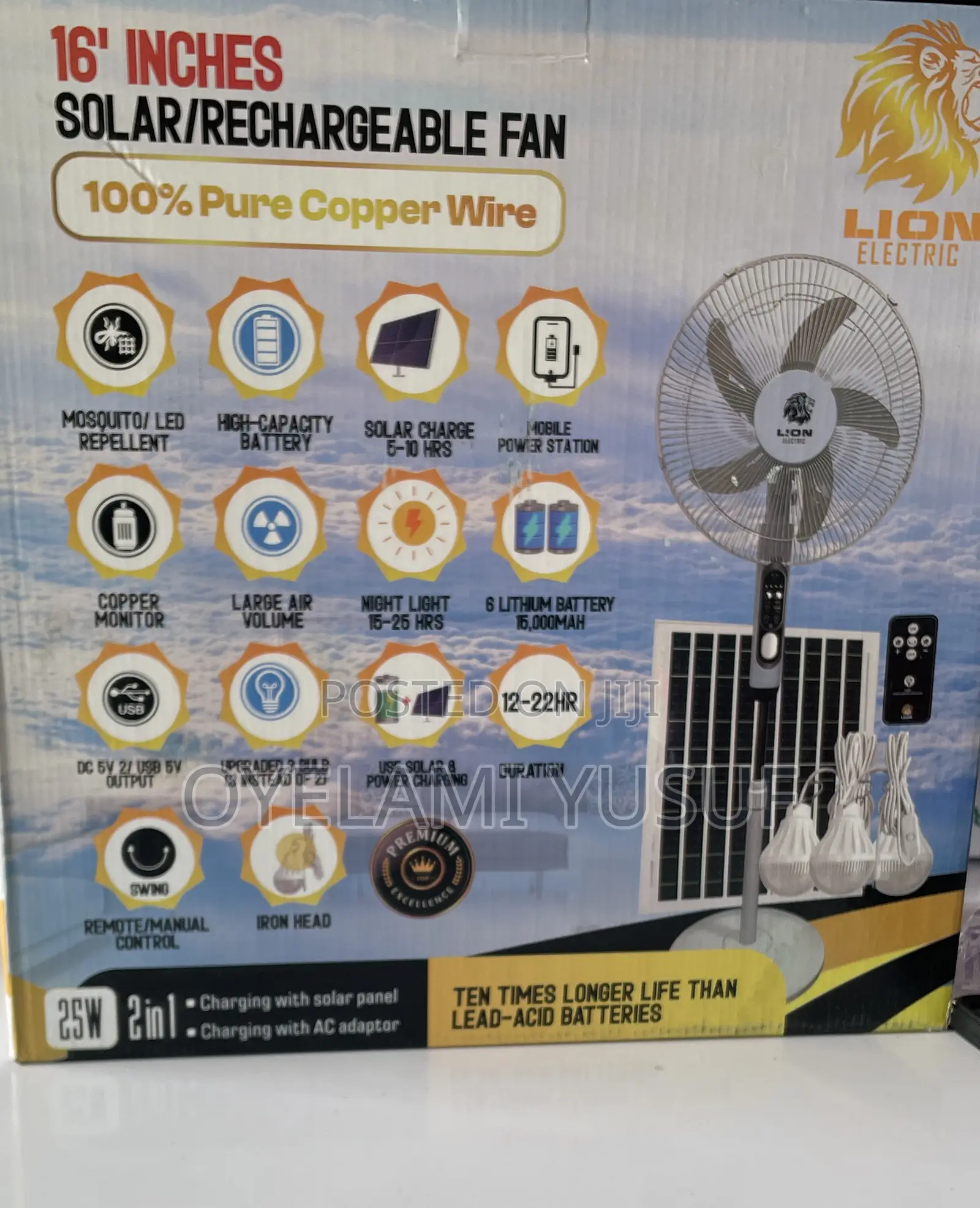 Lion 16inches Solar Fan