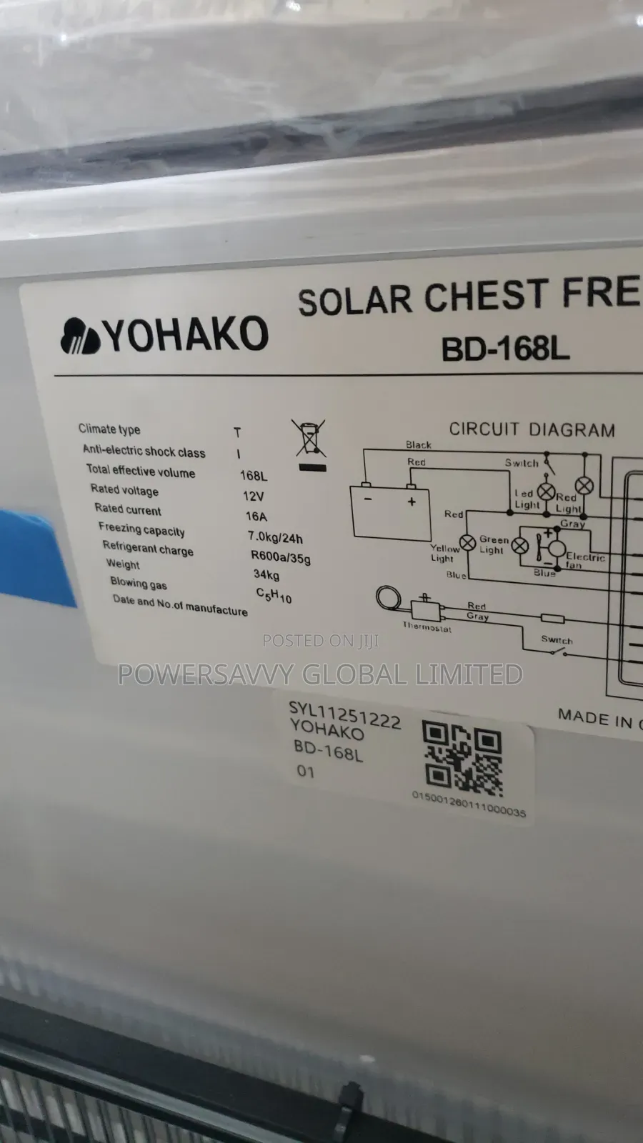 Yohako 168l Solar Chest Freezer