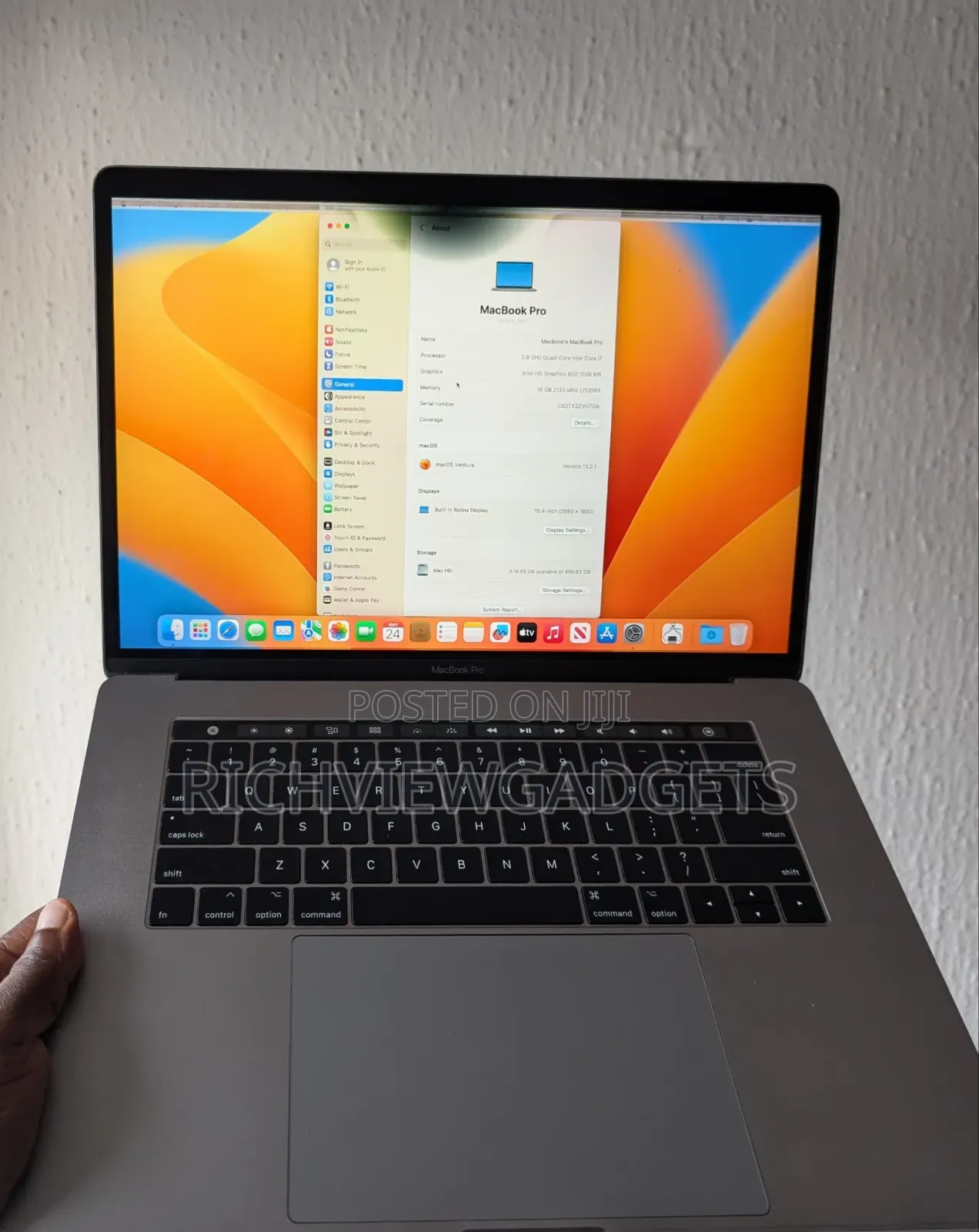 Laptop Apple MacBook Pro 2017 16GB Intel Core i7 SSD 512GB