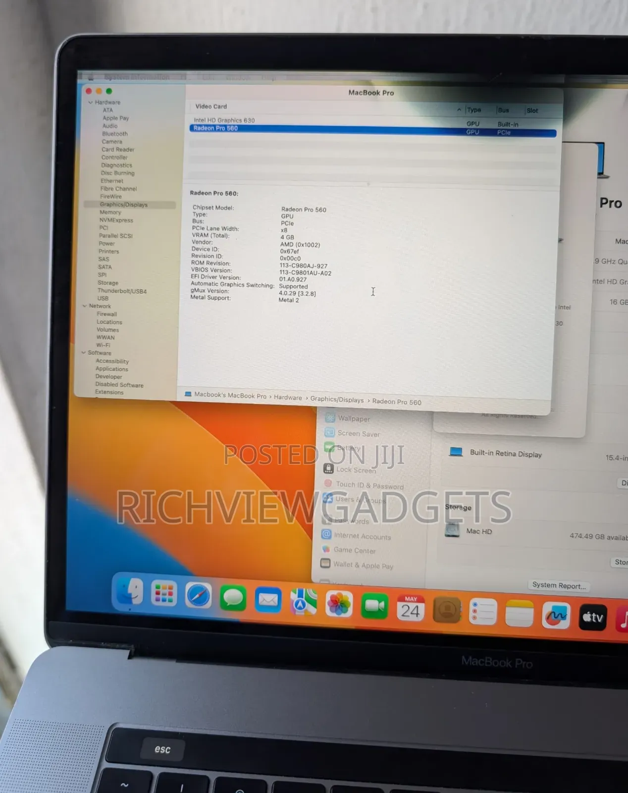 Laptop Apple MacBook Pro 2017 16GB Intel Core i7 SSD 512GB