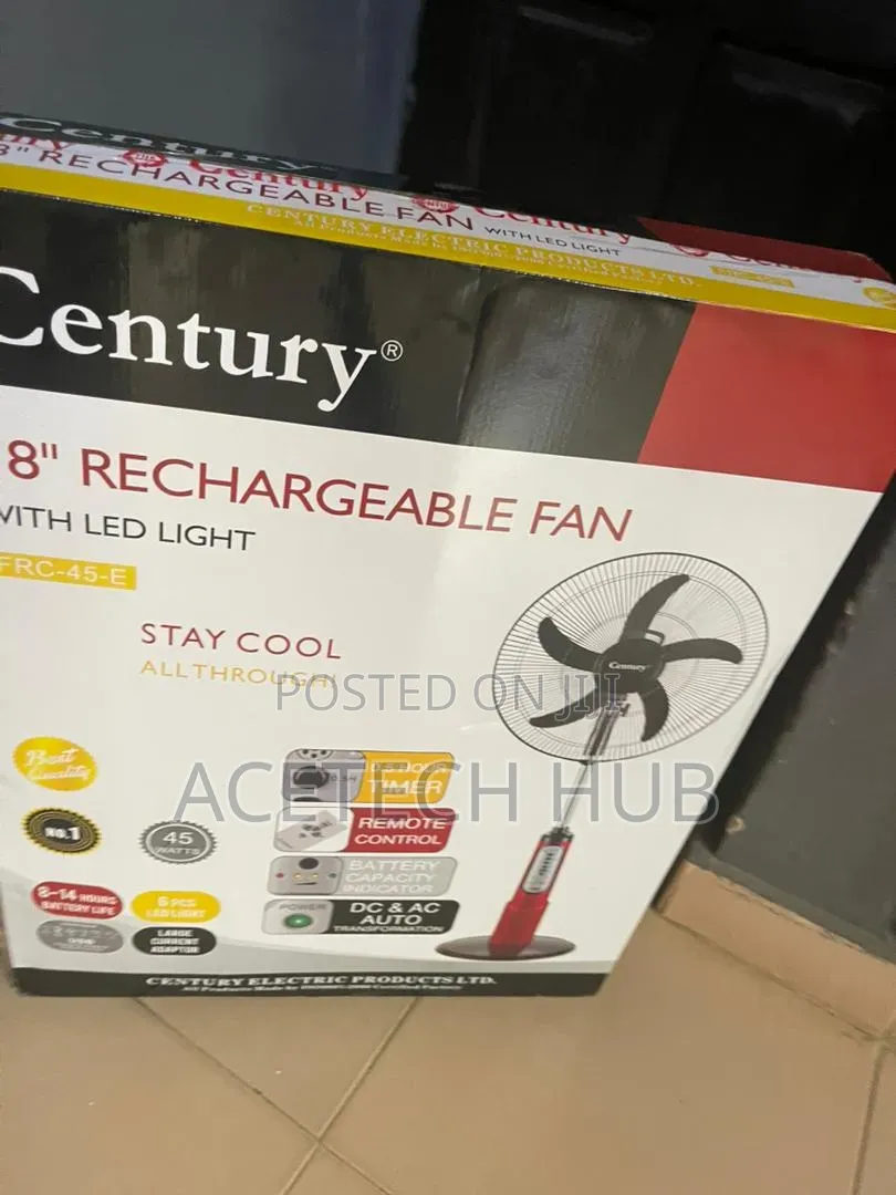 Century 18 Inch Fan – Fast Charging, Long Lasting Battery