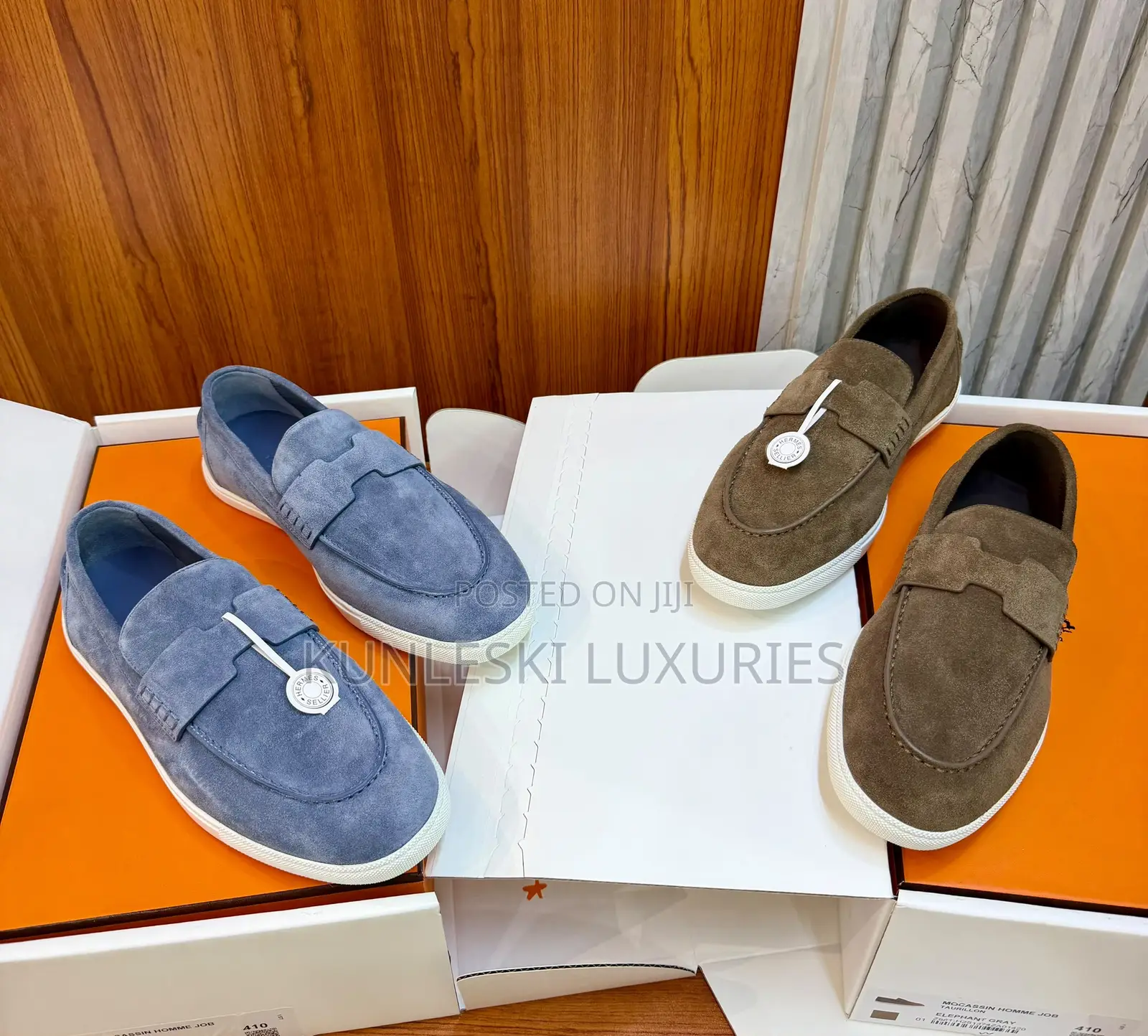 Original High Quality Hermes Job Loafers in Suede