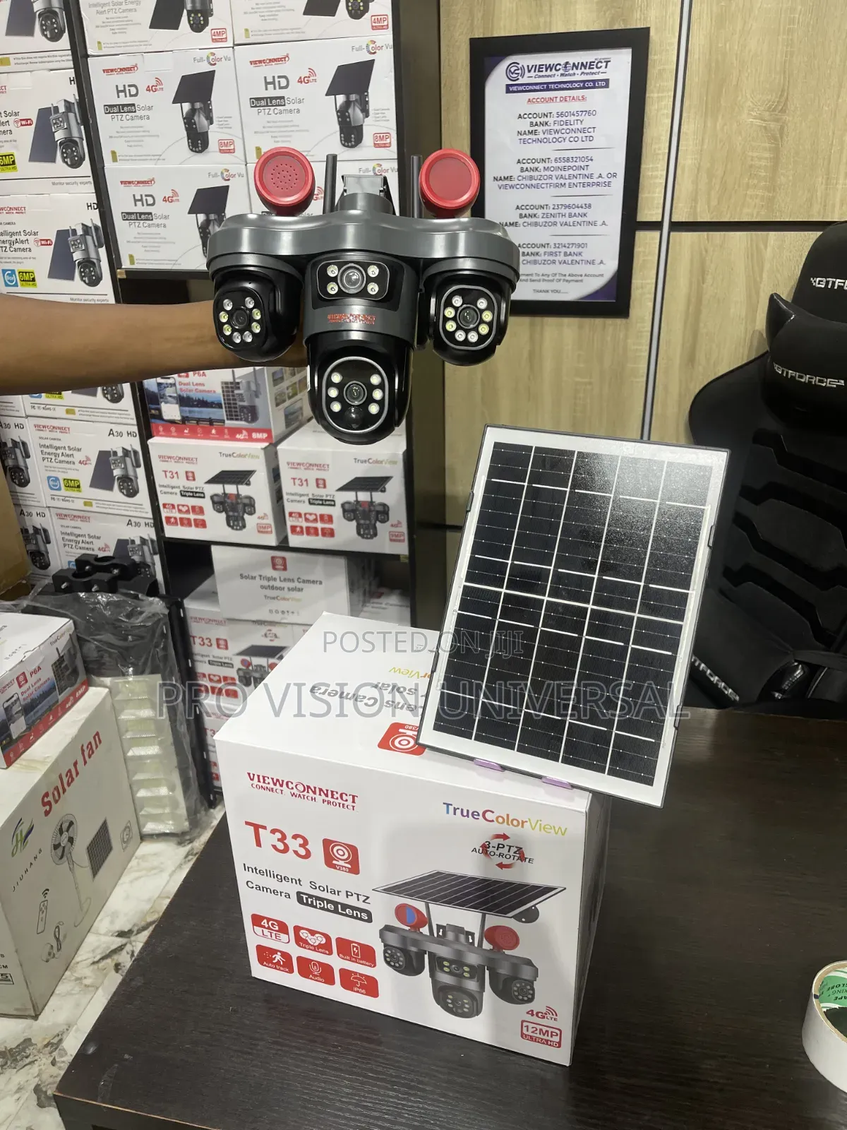 Solar Camera V380 3lens PTZ 12mega Pixel 4g