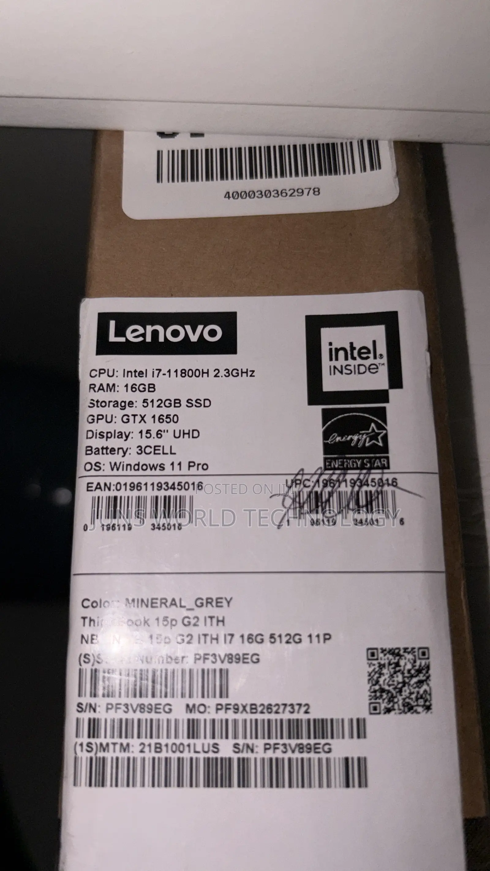 Laptop Lenovo ThinkBook 15 16GB Intel Core i7 SSD 512GB