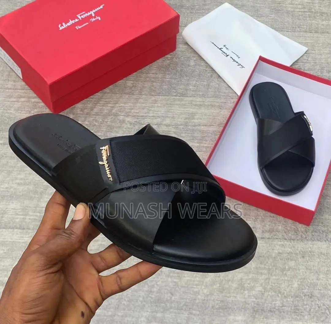 Feragamo Leather Slipers 40-46 Available in Brown and Black