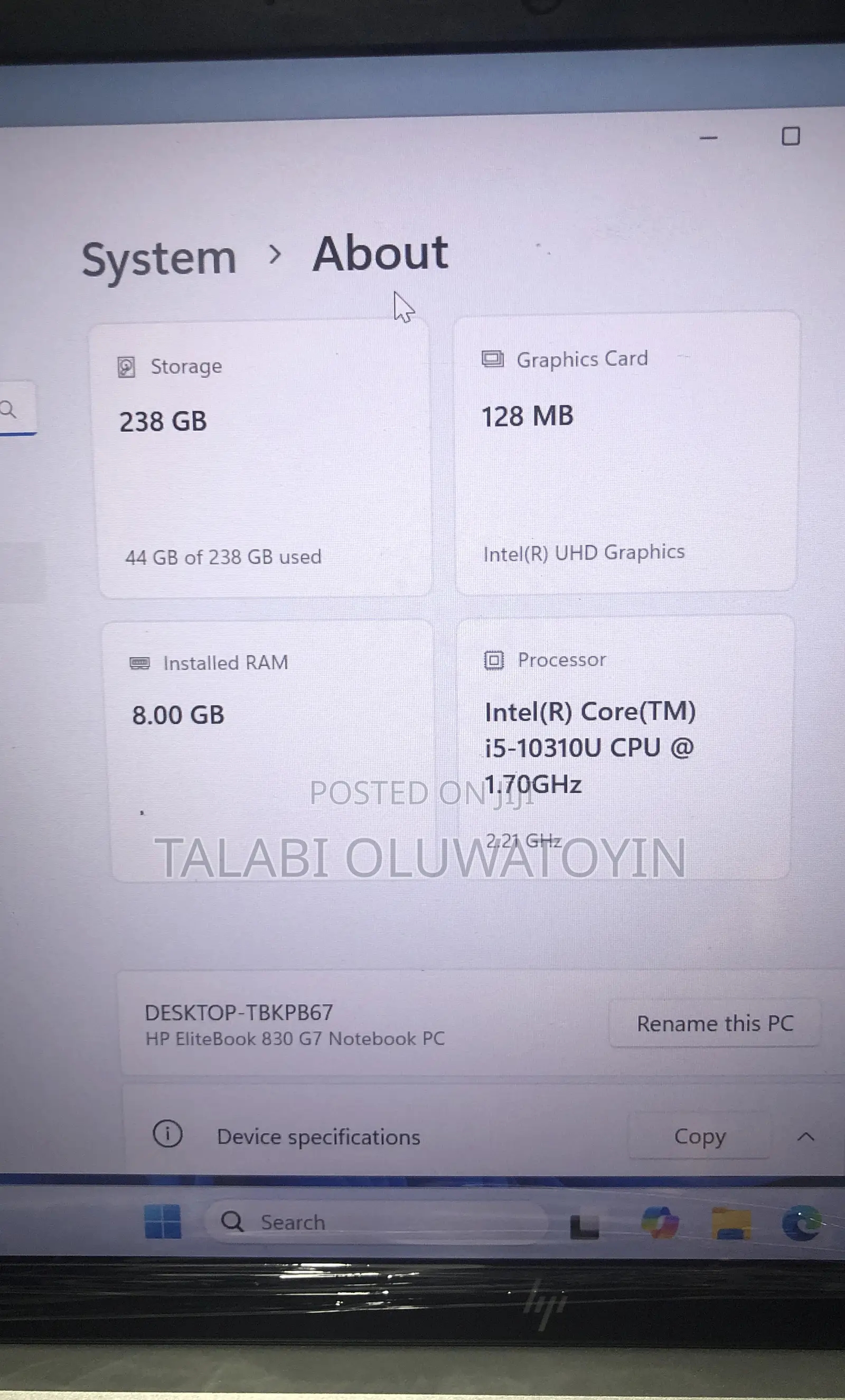 Laptop HP EliteBook 830 G7 8GB Intel Core i5 SSD 256GB