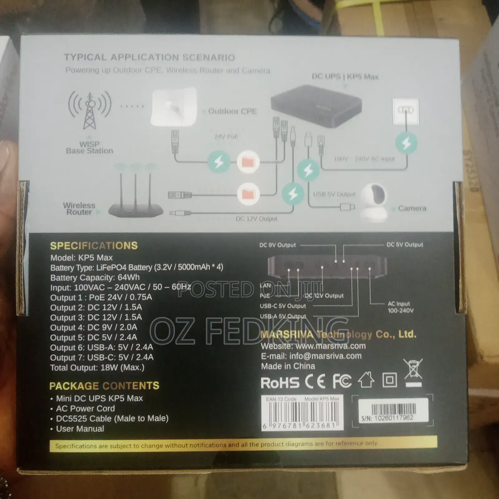 Marsriva Smert Mini Dc-Ups Power Bank , 18watts 20000mah