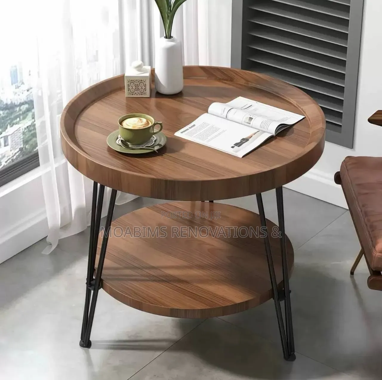 Luxury Coffee -Double Round Table (Brown / Black)