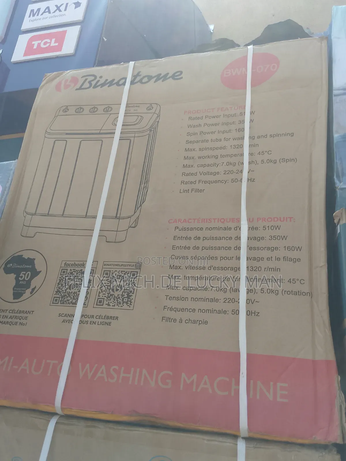 7 Liters of Binatone Washing Machine