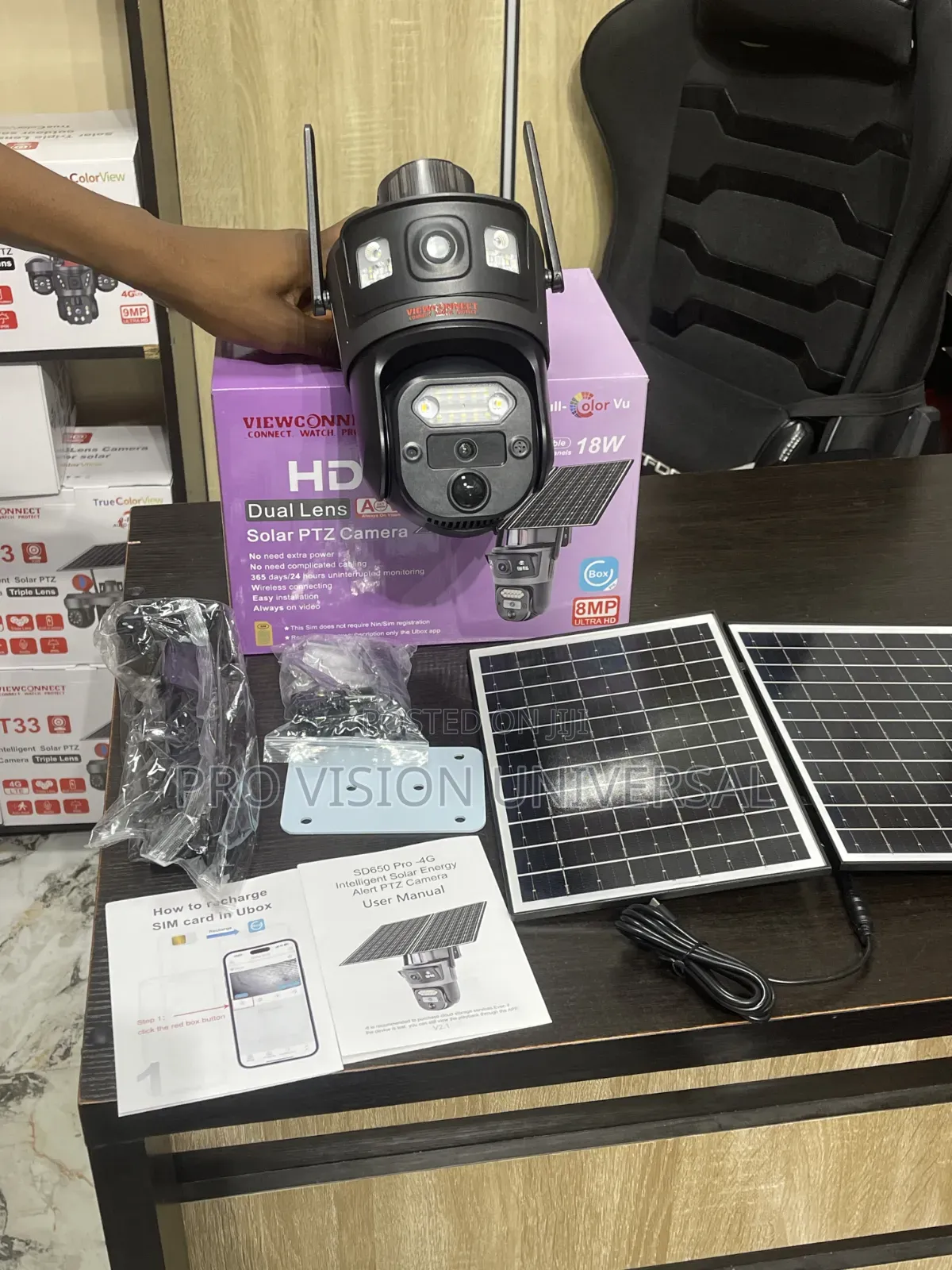 Solar Camera Uboxpro Aov Double Panel 18w Hd Camera