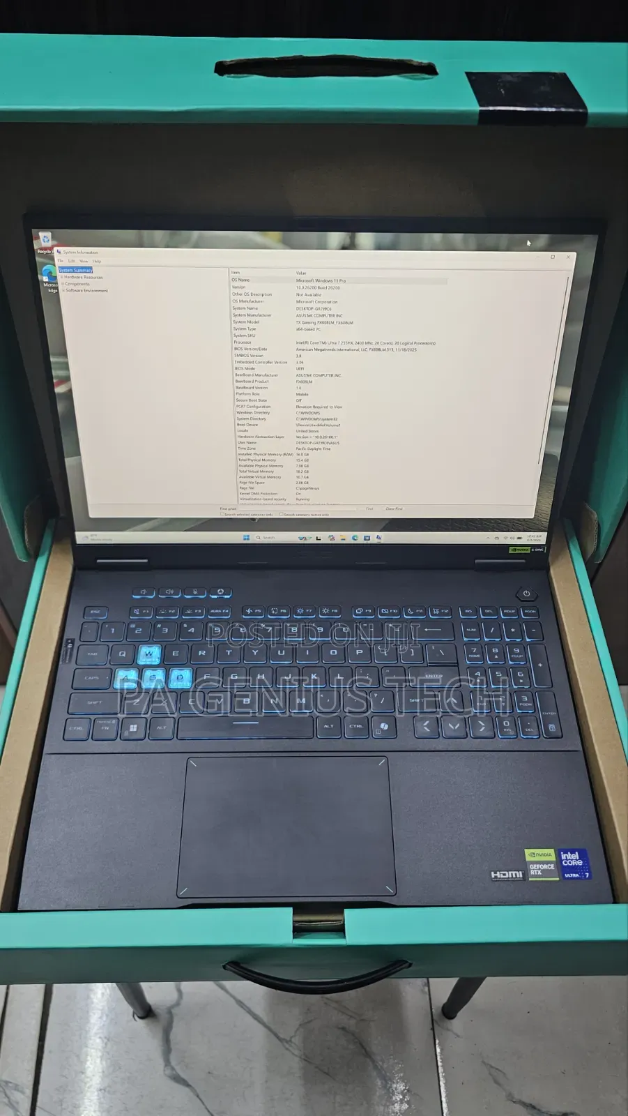 Laptop Asus TUF Gaming F16 16GB Intel Core Ultra 7 SSD 1T