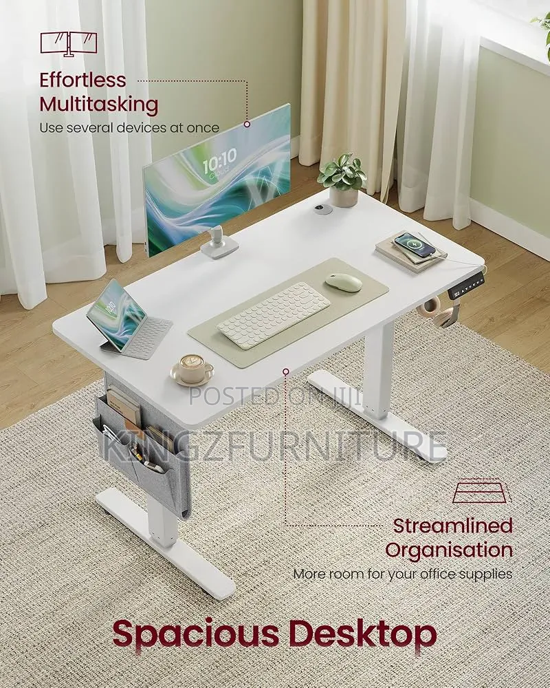 White 1.2 Meter Height-Adjustable Sit-Stand Workstation