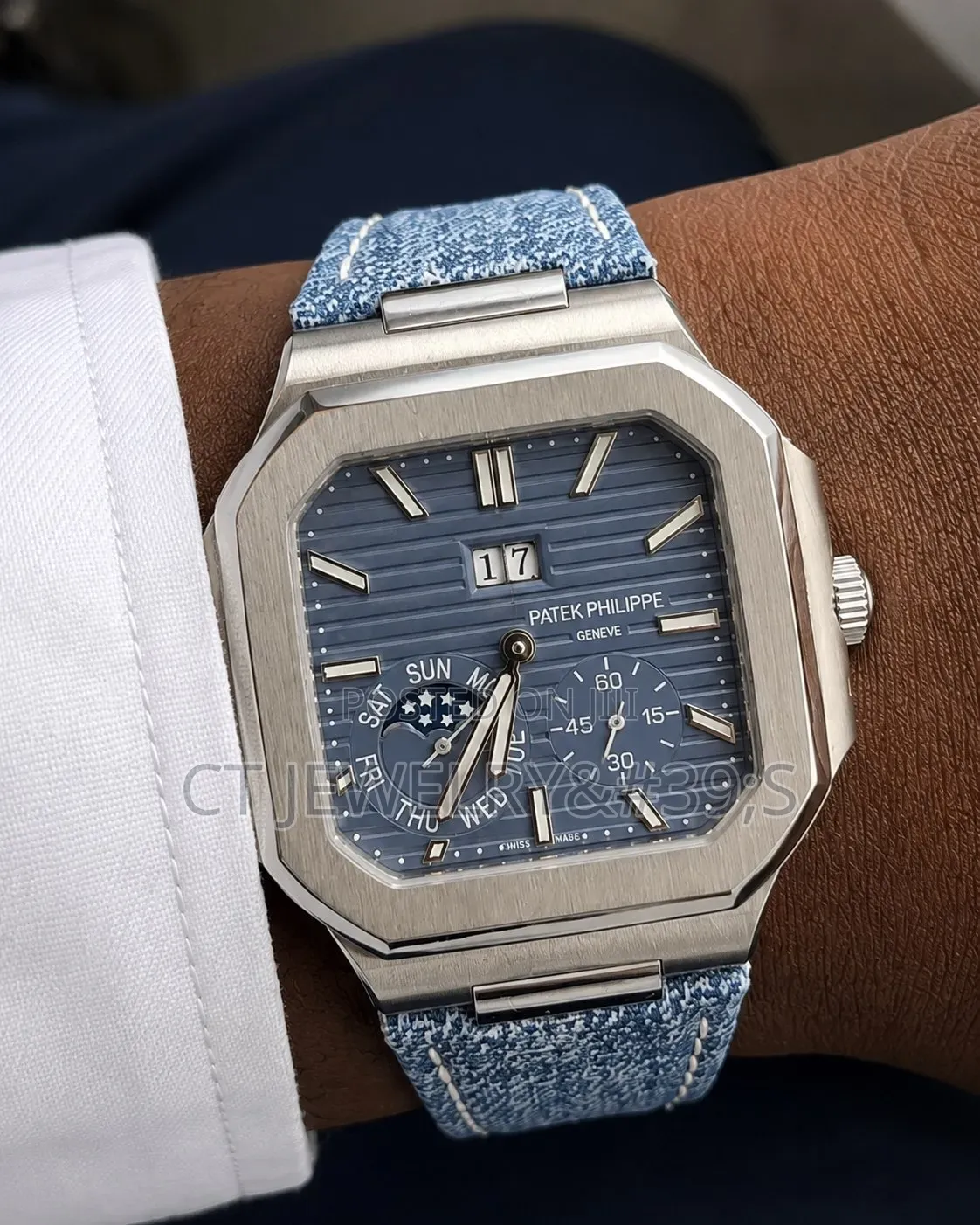 Original Luxury Patek Philippe Cubitus Watch Unique Denim-Style/Blue