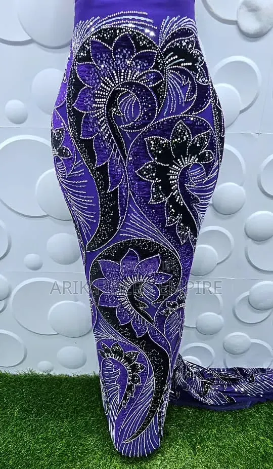 Full Velvet Embroidered Beaded Fabric