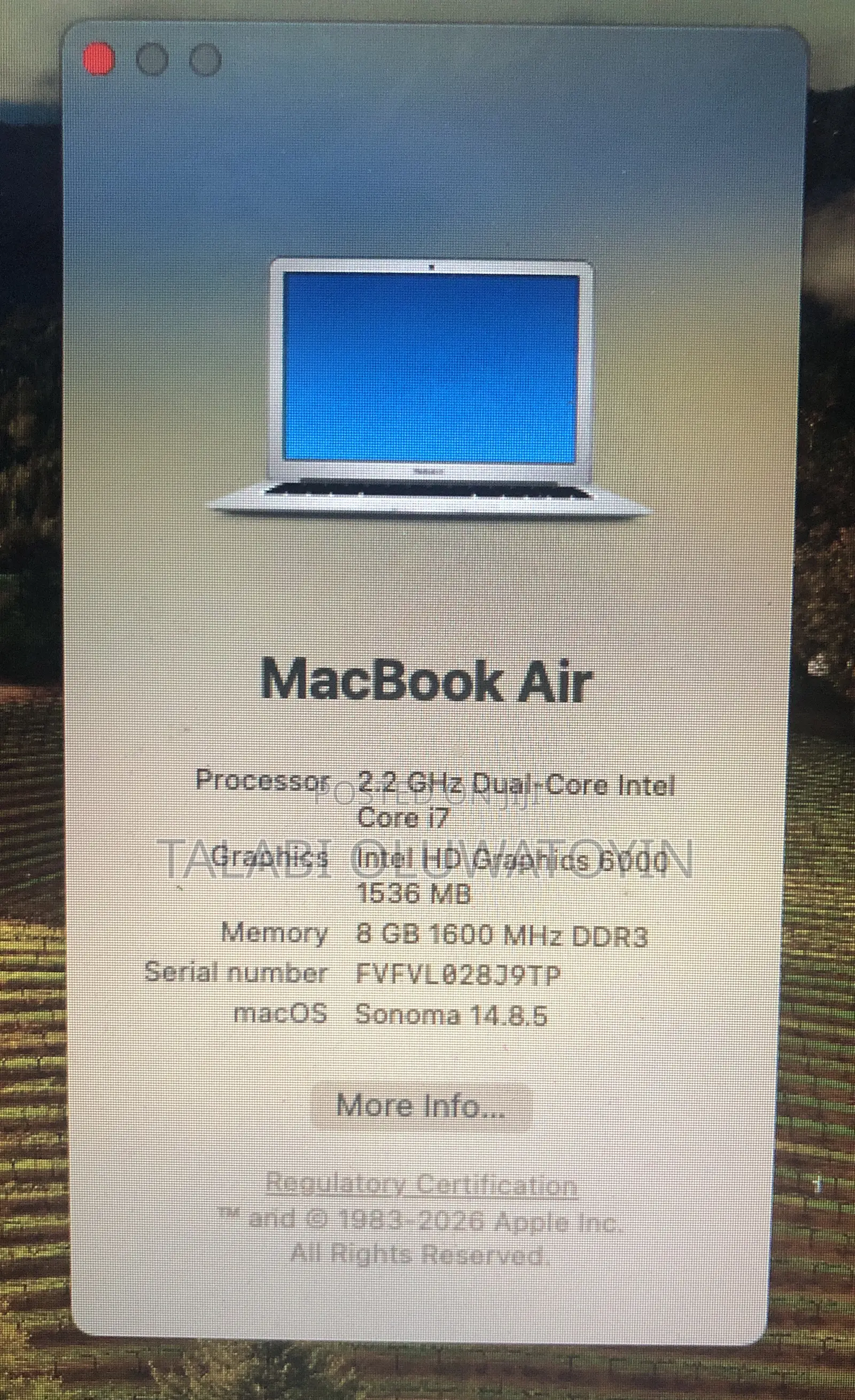 Laptop Apple MacBook Air 2017 8GB Intel Core i7 SSD 128GB