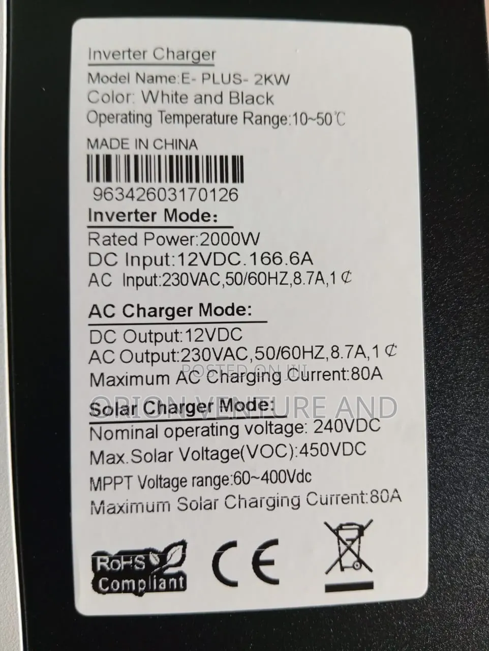 2kw 12v Hybrid Inverter (Works Without Battery)