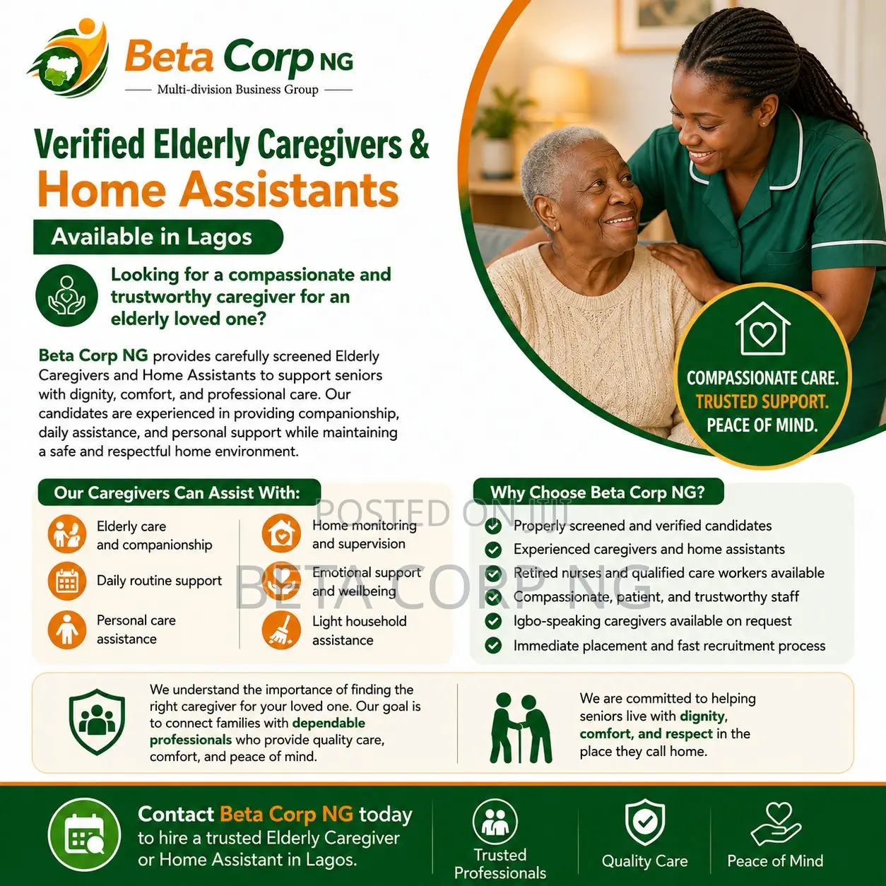 Hire Compassionate Elderly Caregivers in Ajah Lekki