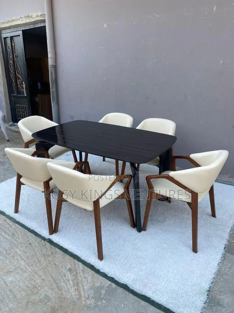 Elegant Imported Marble Top Six Seater Dining Set