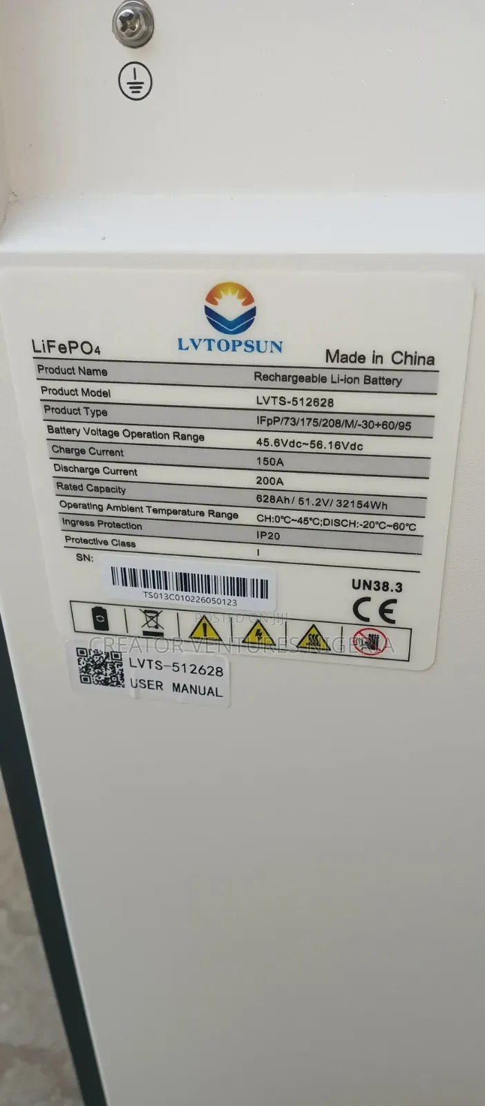 Lithium Battery Lifepo4 Lvtopsun High Quality 51.2v,628ah,Rechrgeable