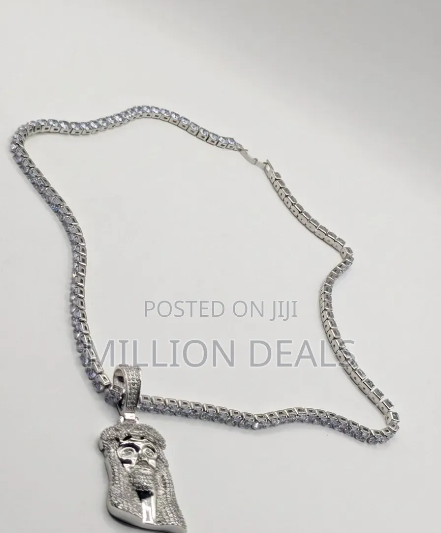 Classic Christ Inspires Men's Iced Cut Out Silver Neckpiece