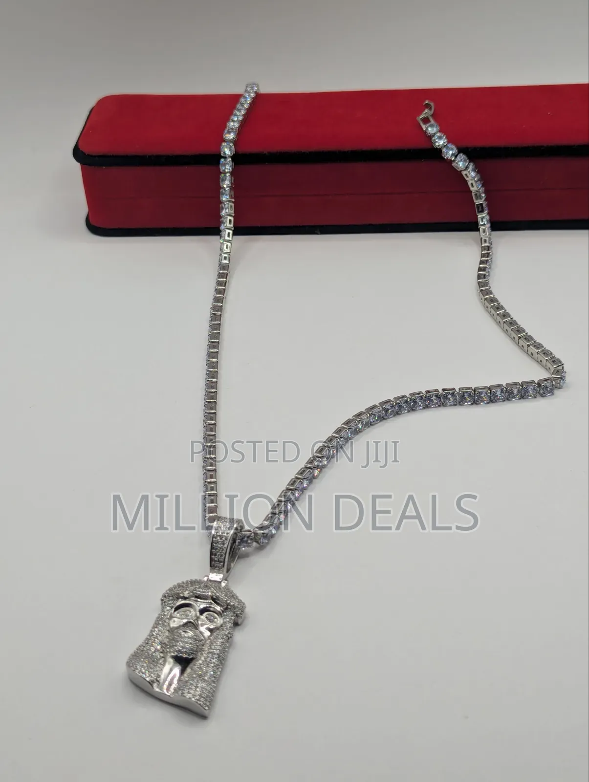 Classic Christ Inspires Men's Iced Cut Out Silver Neckpiece