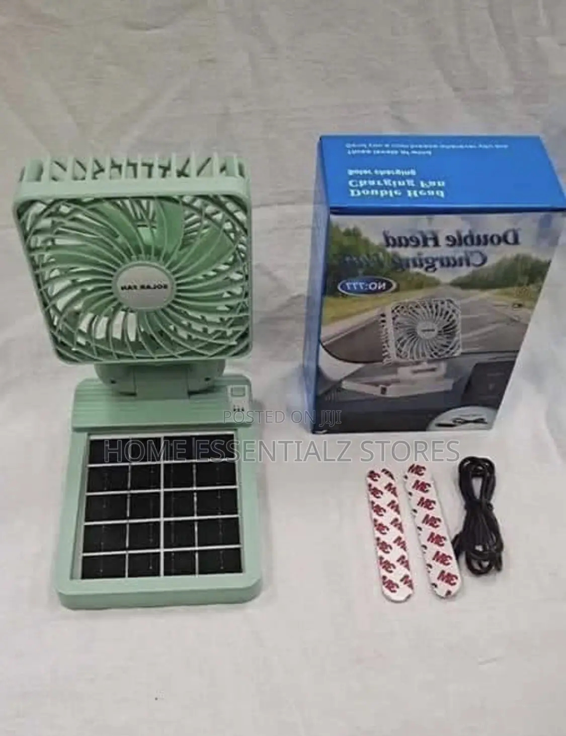 Solar Rechargeable Double Head Table Fan - Rechargeable Solar Fan