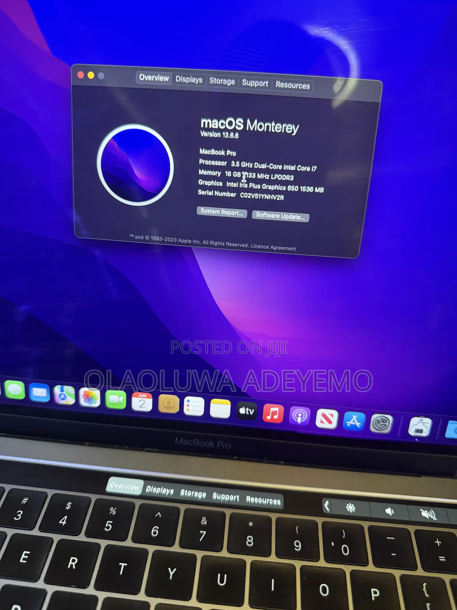 Laptop Apple MacBook Pro 2017 16GB Intel Core i7 SSD 500GB