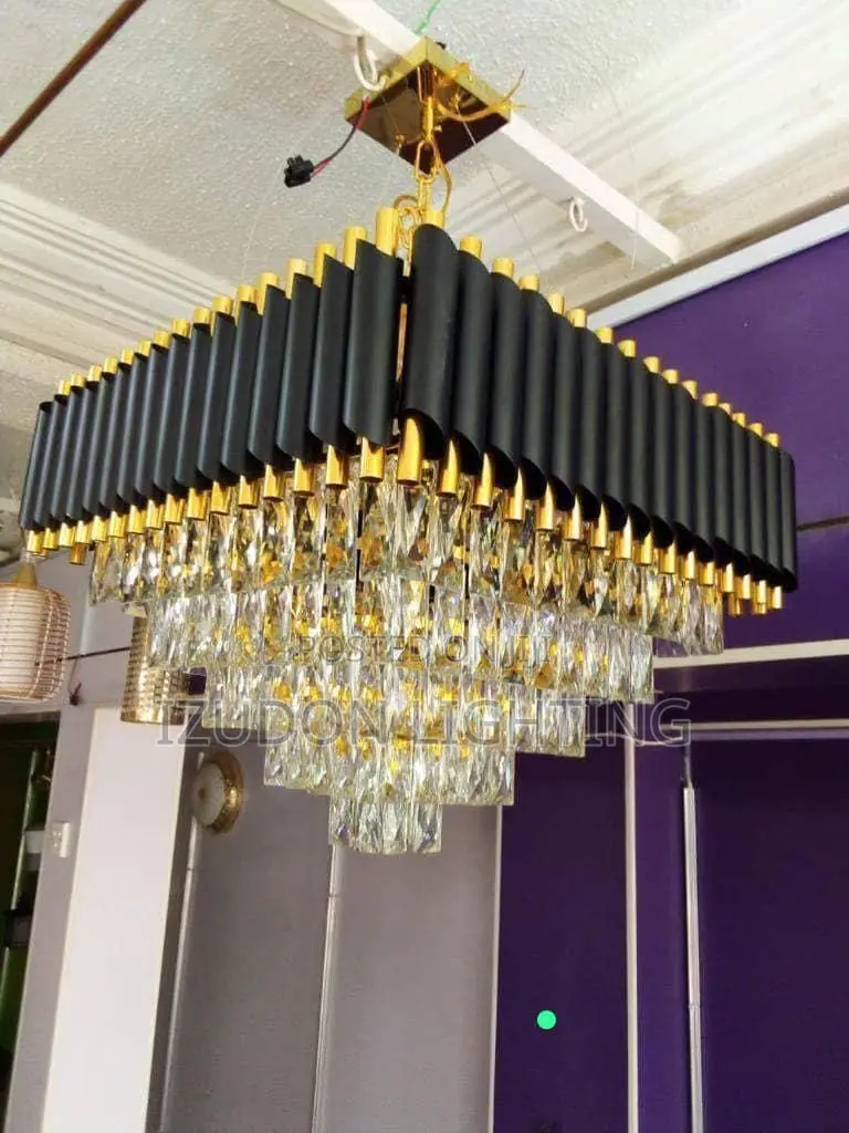 By 500mm Luxury Black and Gold Crystal Chandelier Light