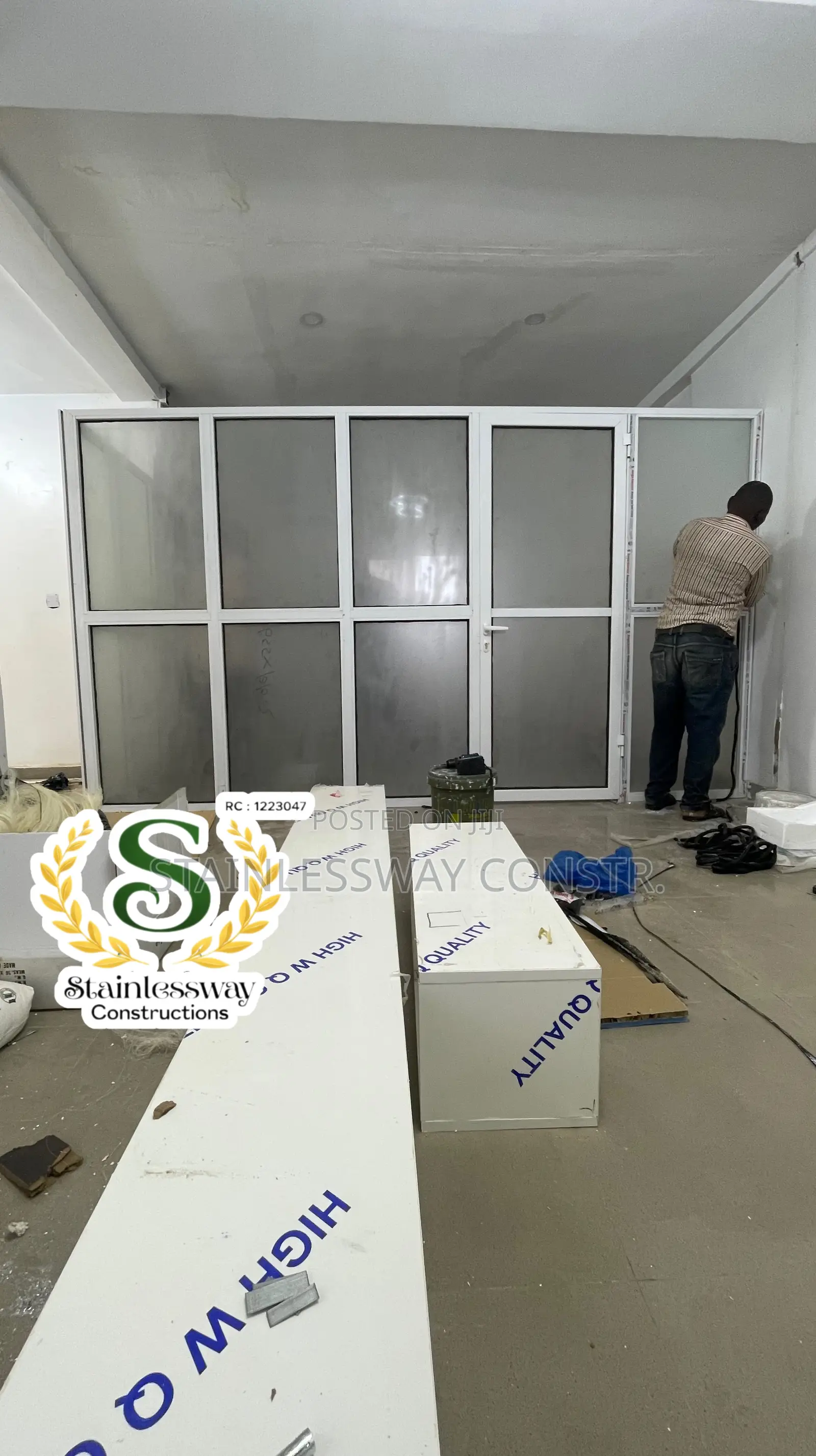 Office Glass Partition With White Aluminum Profile