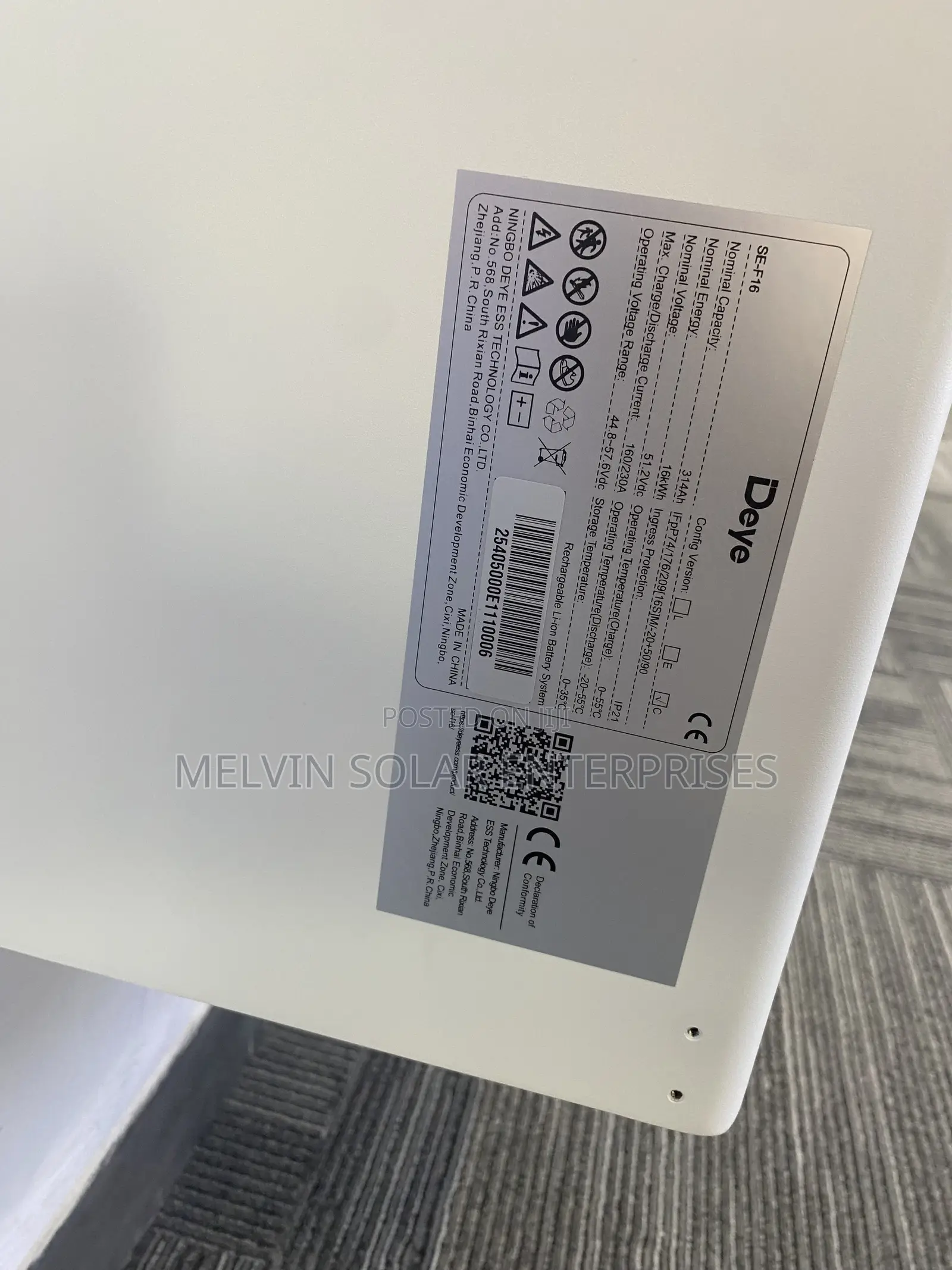 16kwh 314ah Deye Solar Lithium Ion Phosphate Battery Available