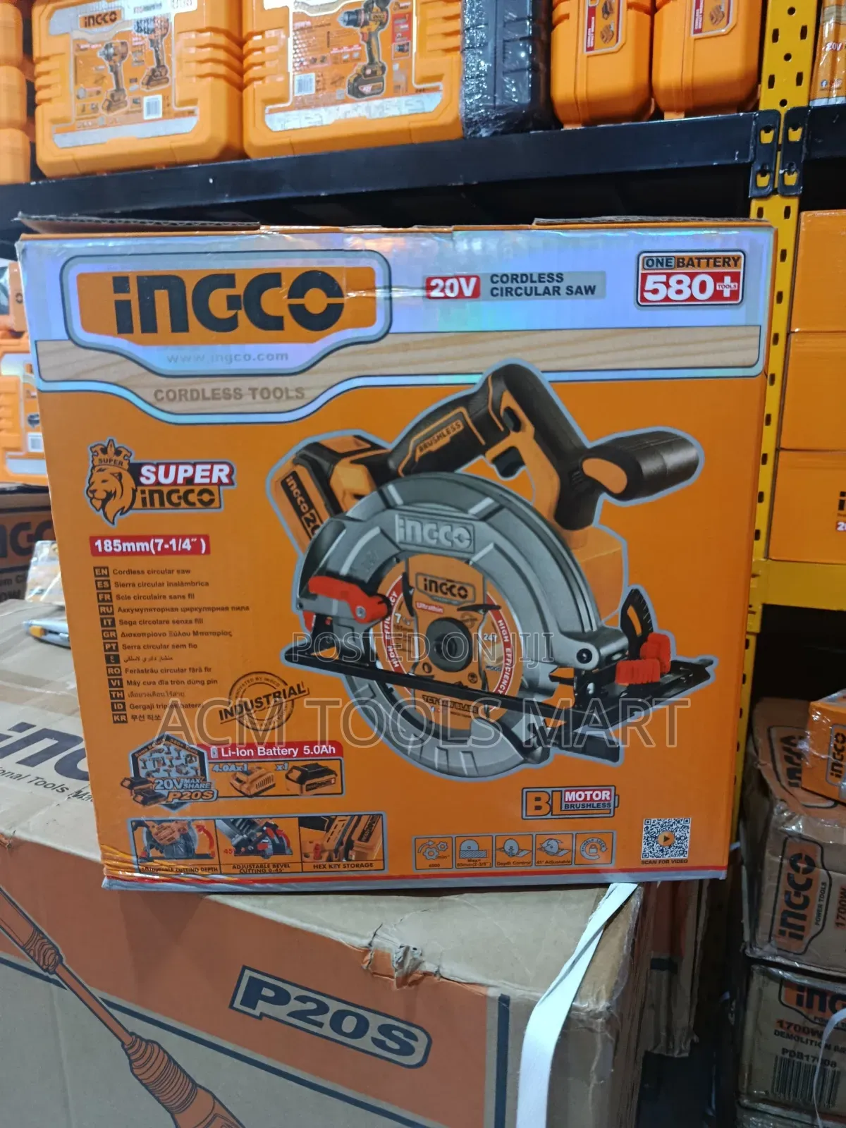 Ingco Csli18513 Cordless Circular Saw 20v| 185 Mm | Brushless