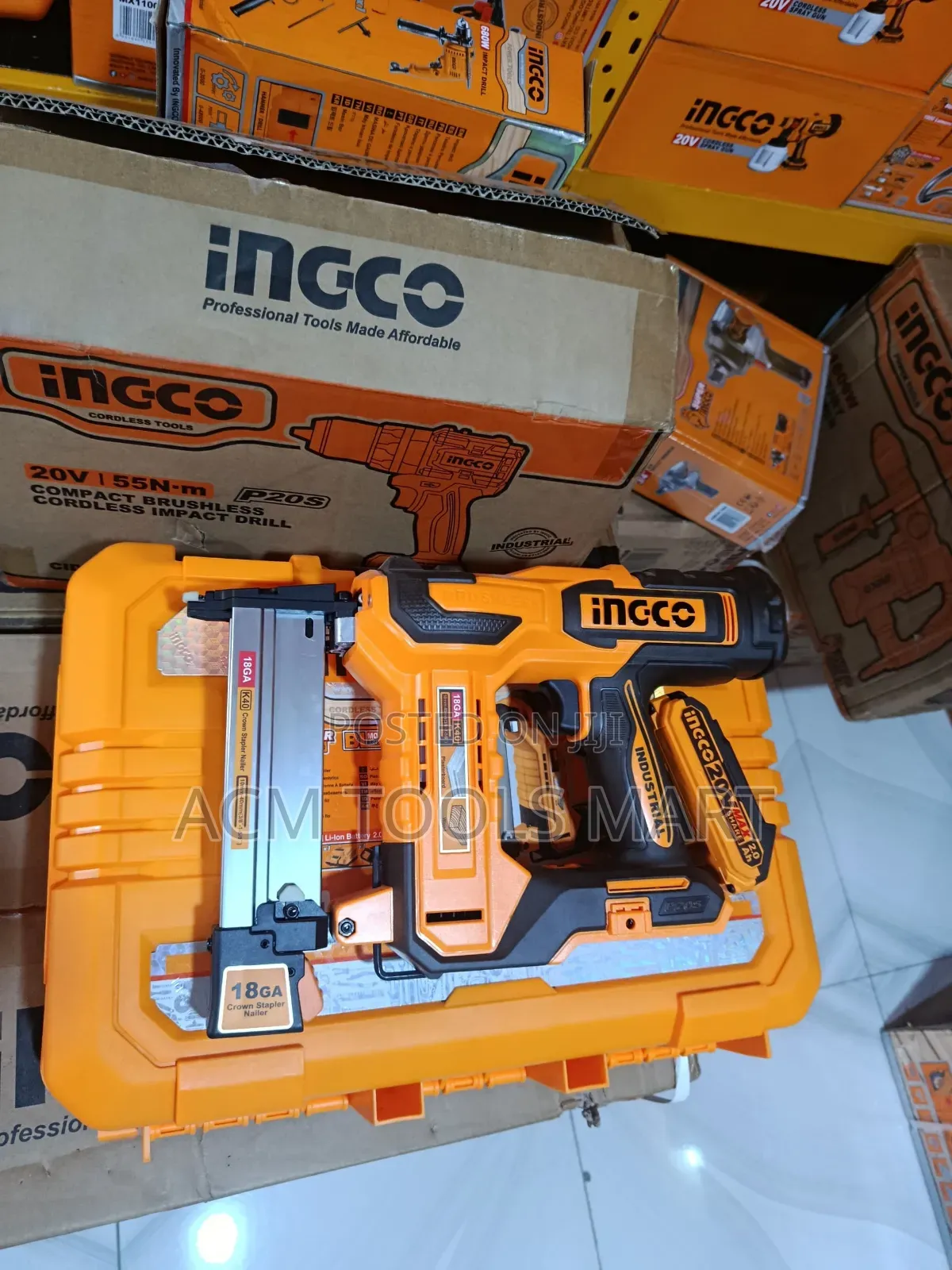 Ingco Ccsnli6008 Cordless Crown Staple Nailer 20v | Brushless