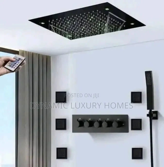 England Black Led Thermostatic Conduit Shower Mixer