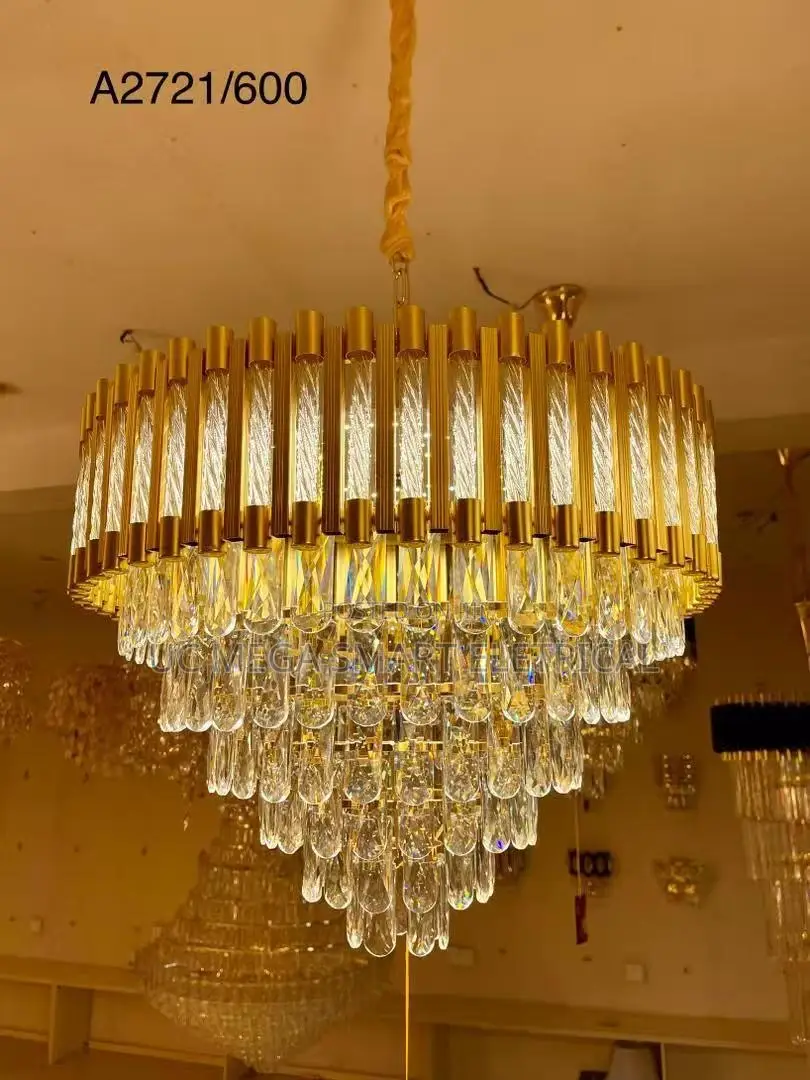 Golden Crystal Chandelier Nordic Modern E14 Bulb Luxury Living Room