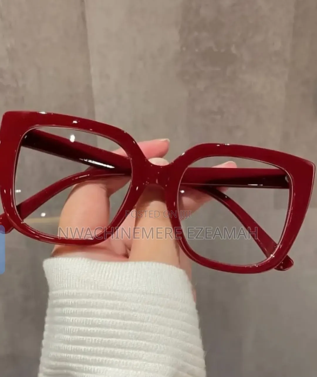Trendy Women Oversized Cat-Eye Glasses Anti-Blue Burgundy Red Sunglass