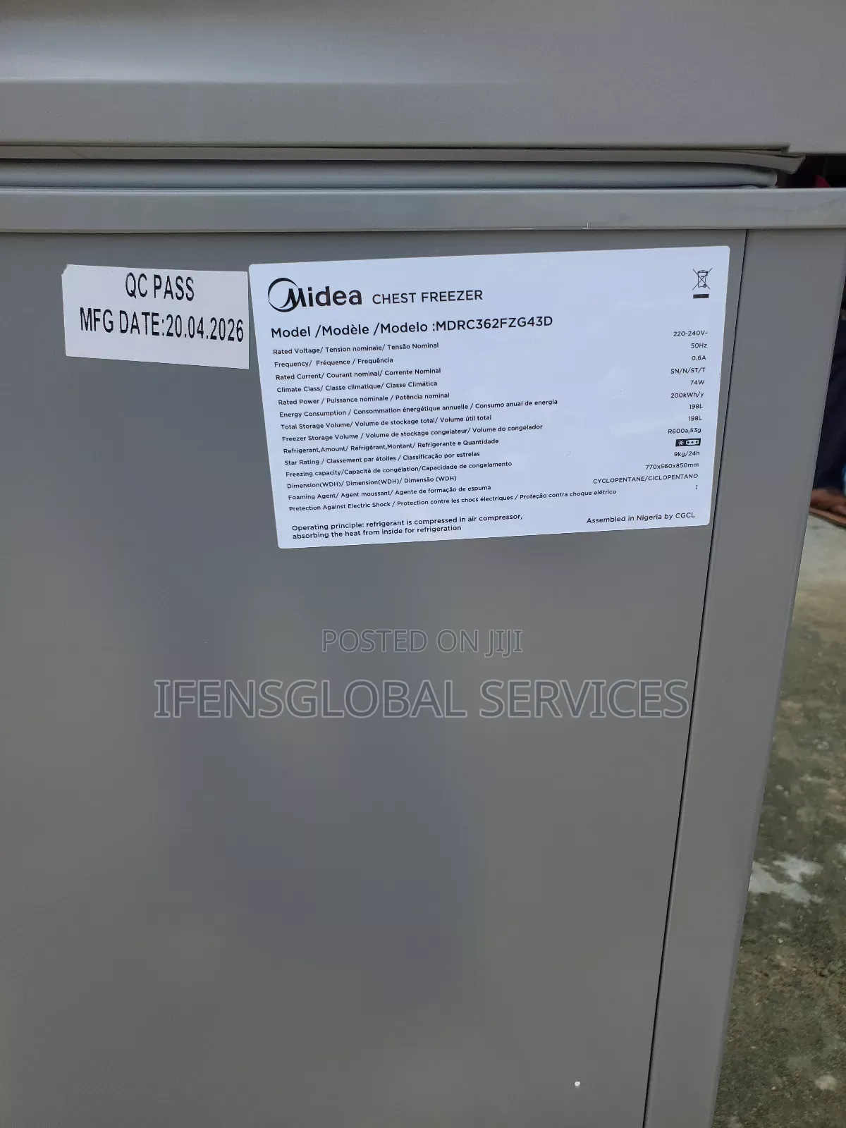 198litres Midea Inverter Freezer