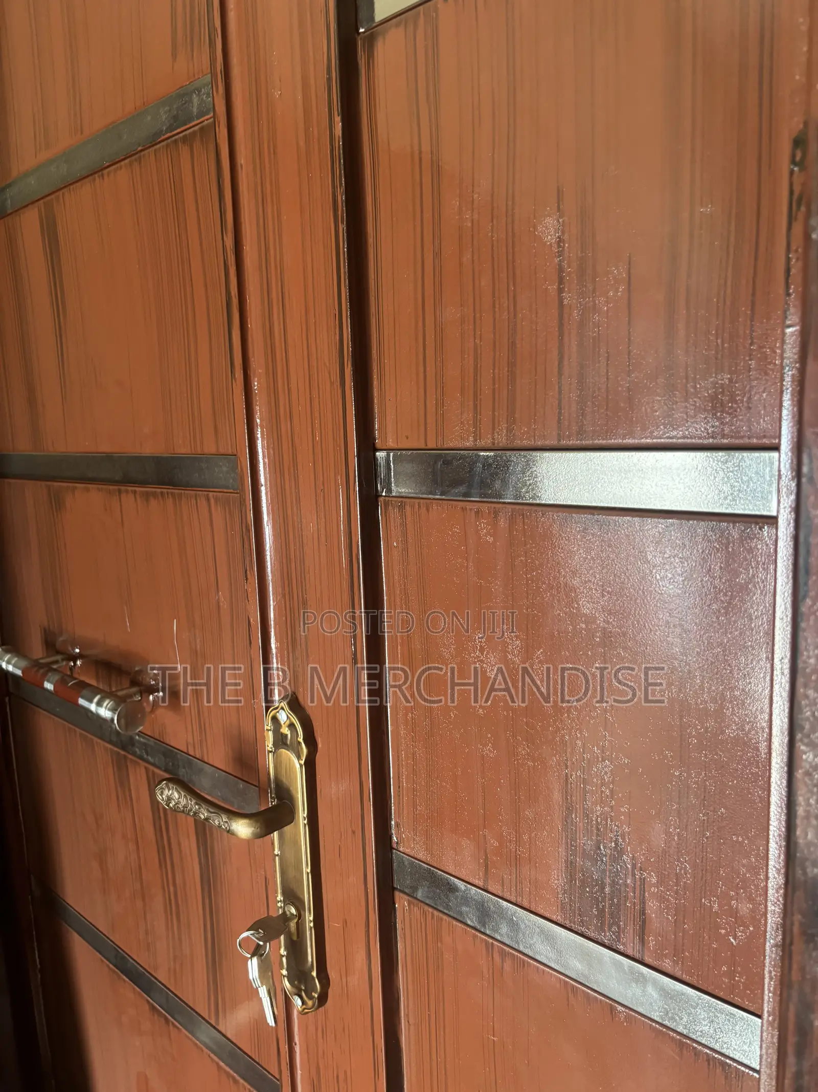 Modern Luxury Double Metal Door(Wood Polished)