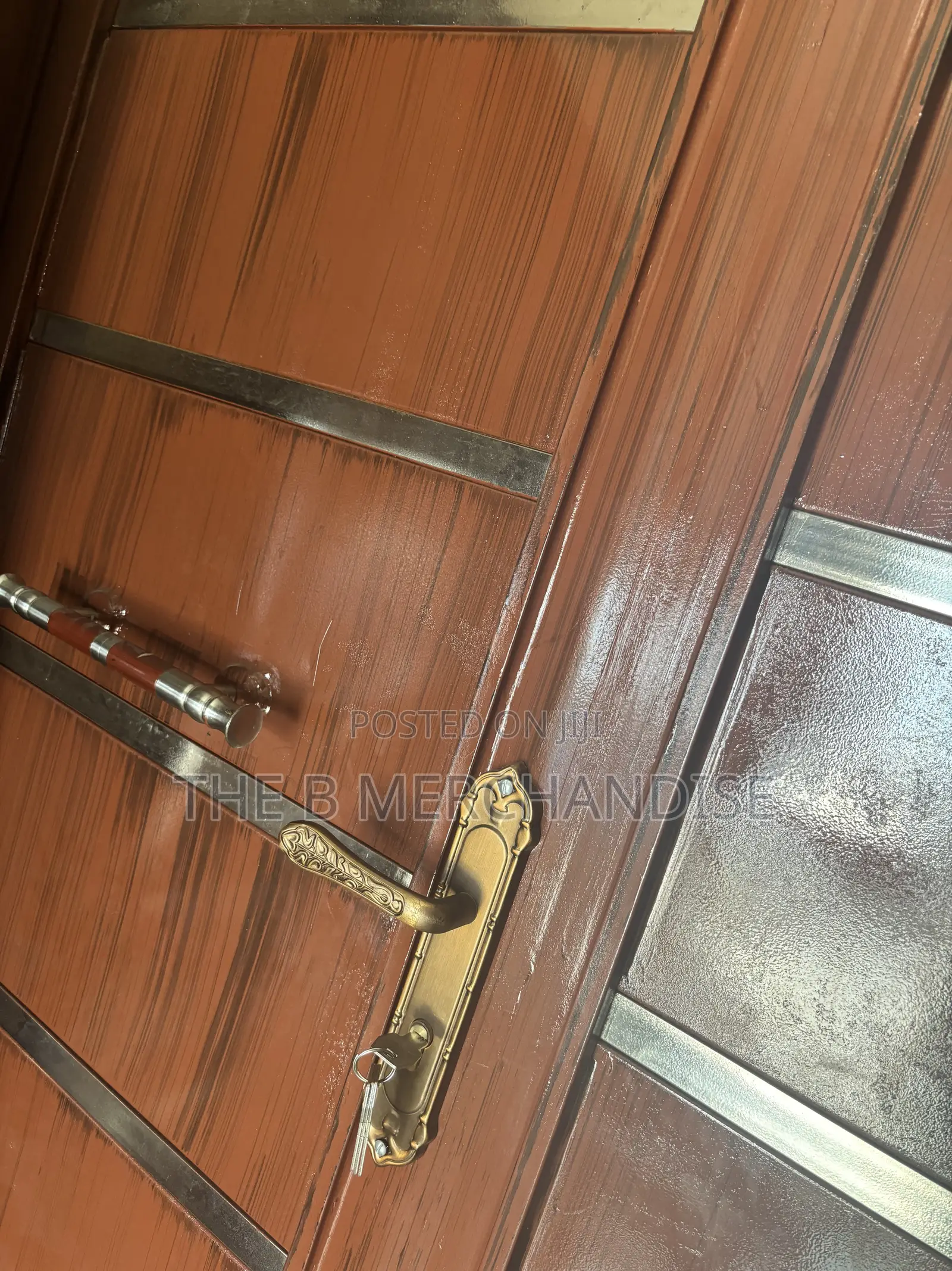 Modern Luxury Double Metal Door(Wood Polished)