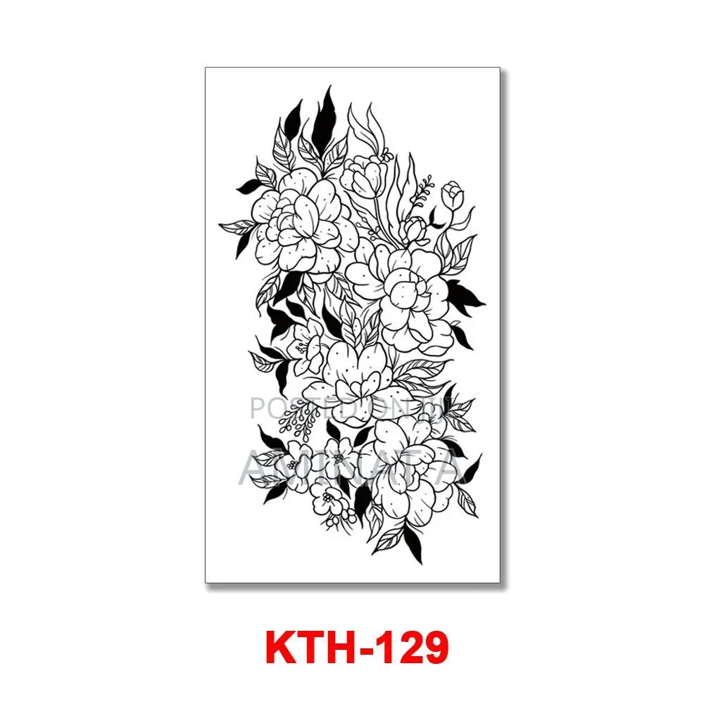 Black Flower Art Tattoo Stickers