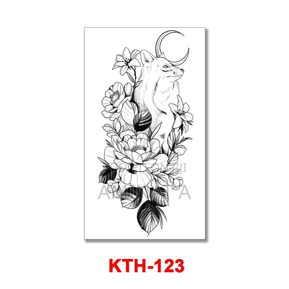 Black Flower Art Tattoo Stickers