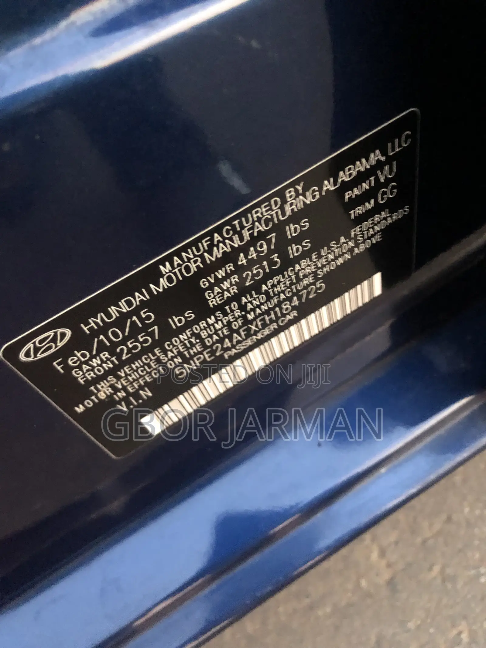 Hyundai Sonata 2015 Blue