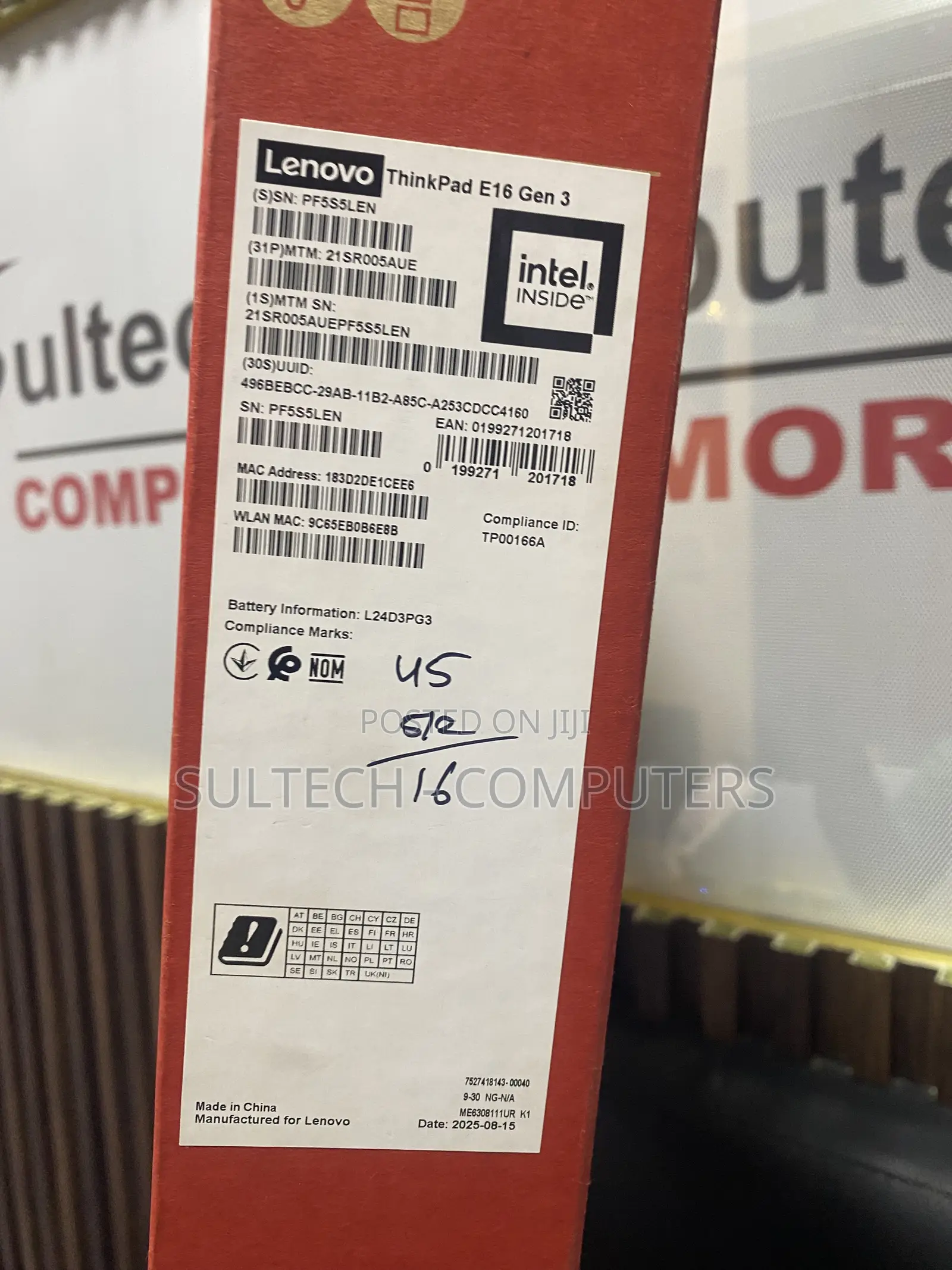 New Laptop Lenovo ThinkPad E16 Gen 3 16GB Intel Core Ultra 5 SSD 512GB