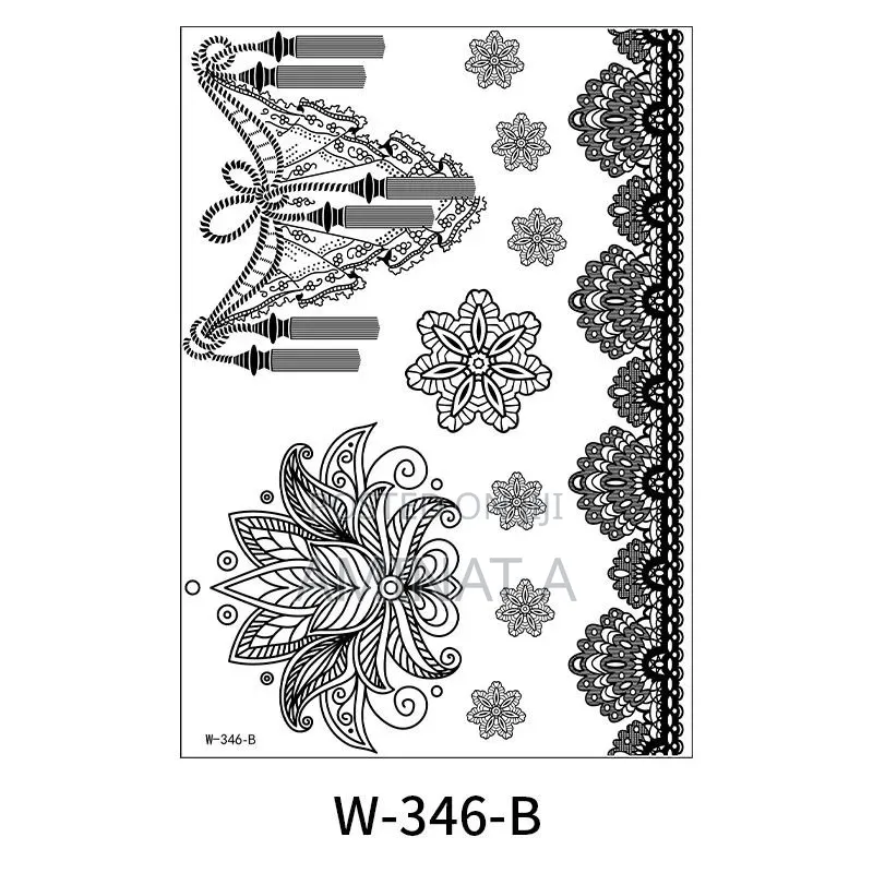Black Floral Henna Tattoo Stickers