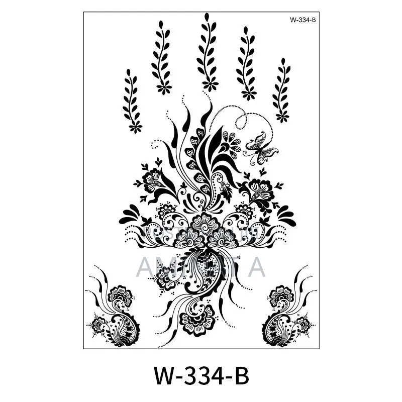 Black Floral Henna Tattoo Stickers