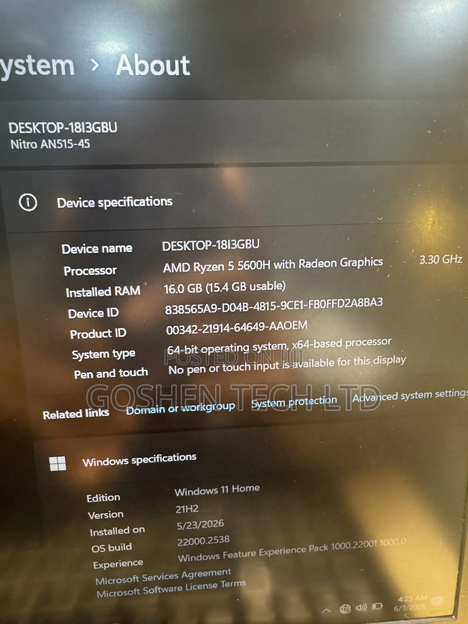 Laptop Acer Nitro 5 16GB AMD Ryzen 5 SSD 512GB