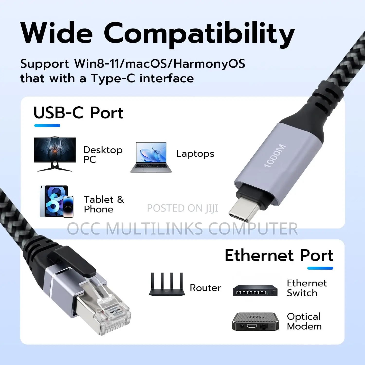 Mcbazel Usb C 3.1 To Ethernet Cable 2m Type C To Rj45 Gigabit Lan