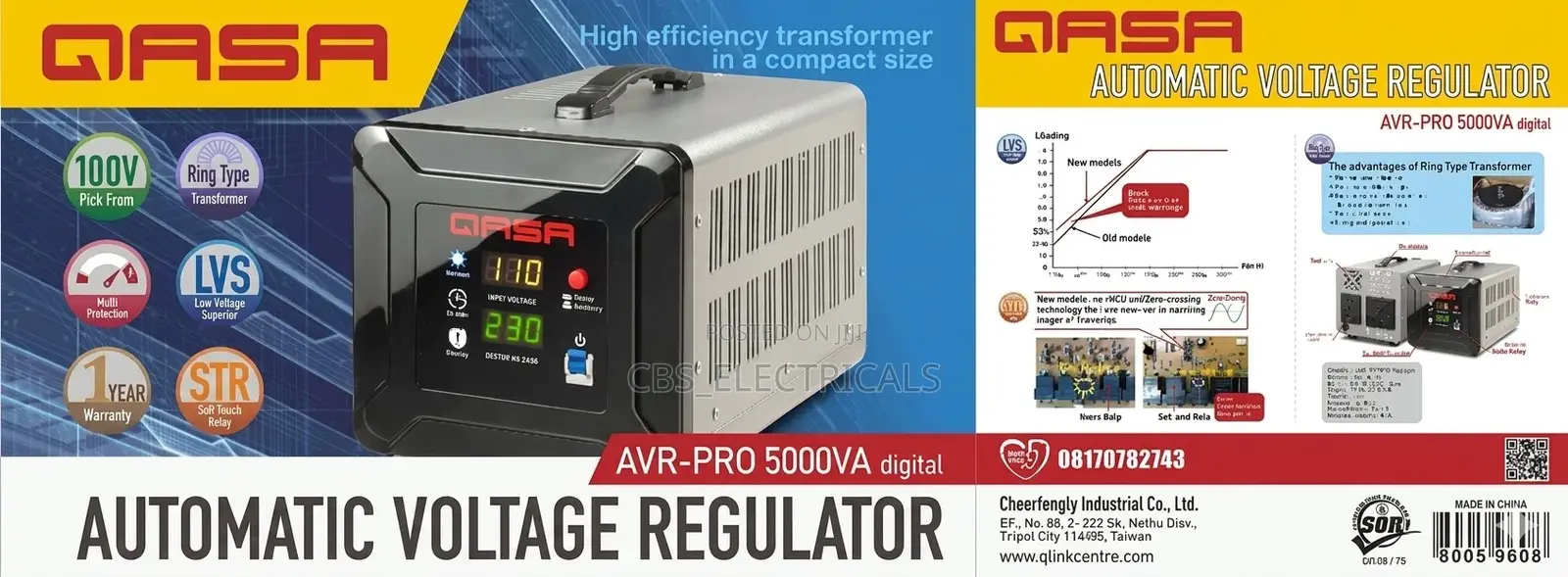 Qasa Automatic Voltage Regulator (Avr-pro 5000va Digital)